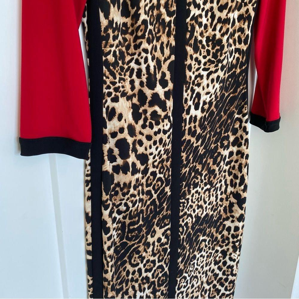 Joseph Ribkoff Leopard Colorblock Dress 2 - Picture 8 of 10